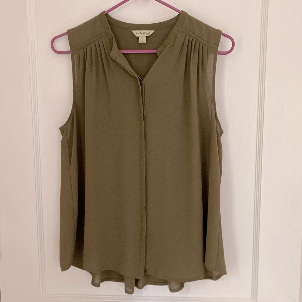 Lucky Brand | Olive Green Button Up Tank Top Size S